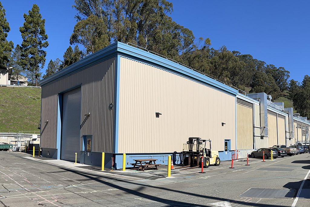 Partial view of Building B77 with entryway