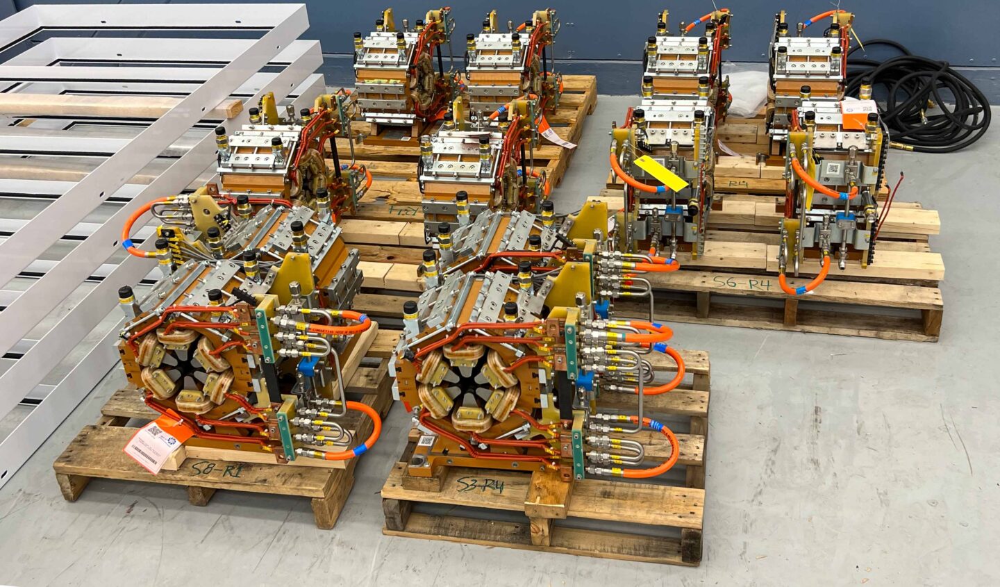 Newly fabricated ALS-U magnets in the Building 77 Annex assembly area