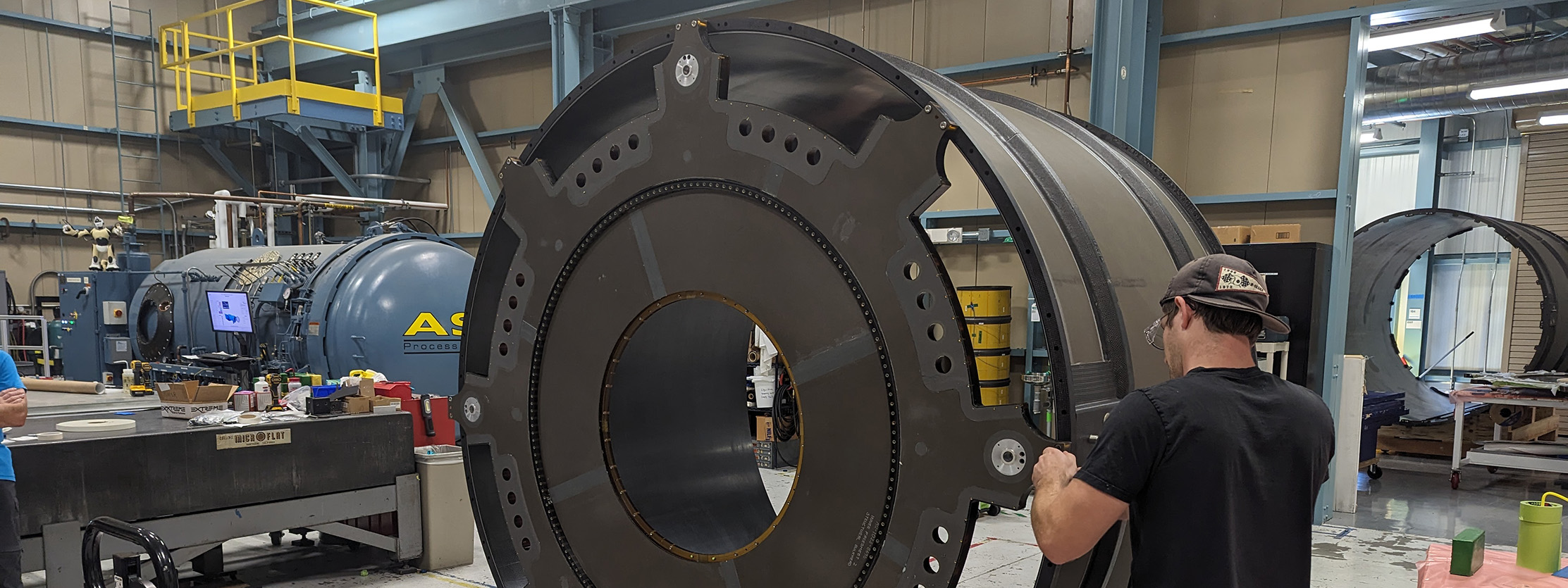 Inspecting a structural bulkhead.