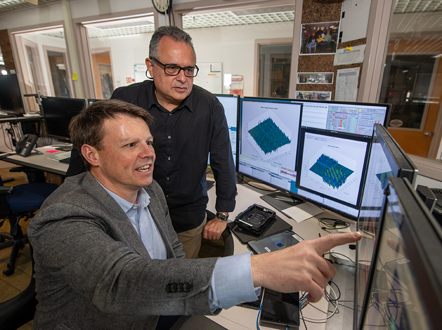 Researchers working together in the control room for the Advanced Light Source (ALS).