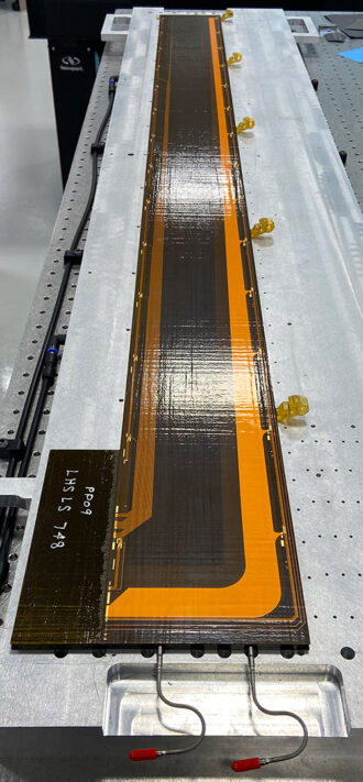 The detector stave core after the final lamination process