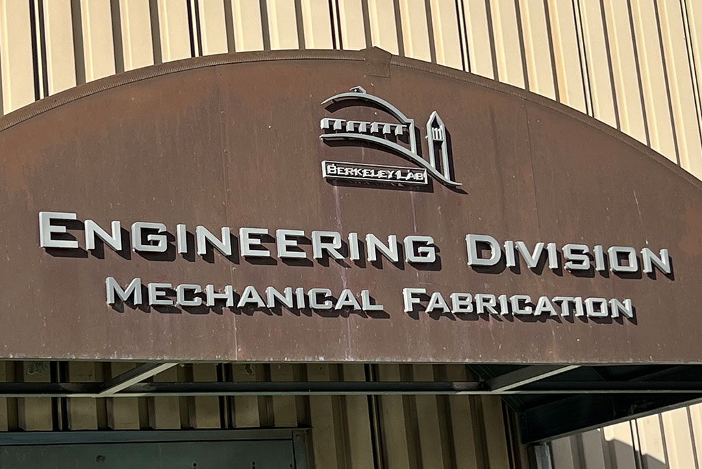 Close up of the Engineering Division Mechanical Fabrication building signage
