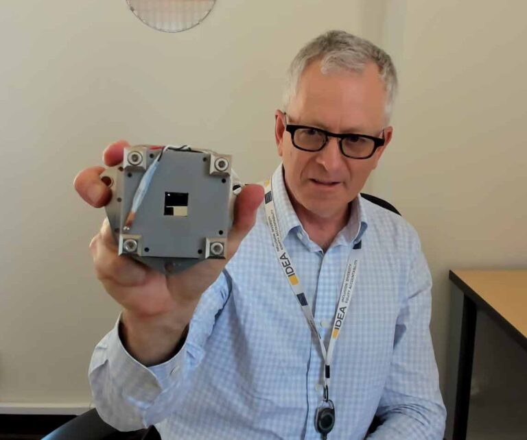 Henrik holds a CCD-based X-ray imaging camera