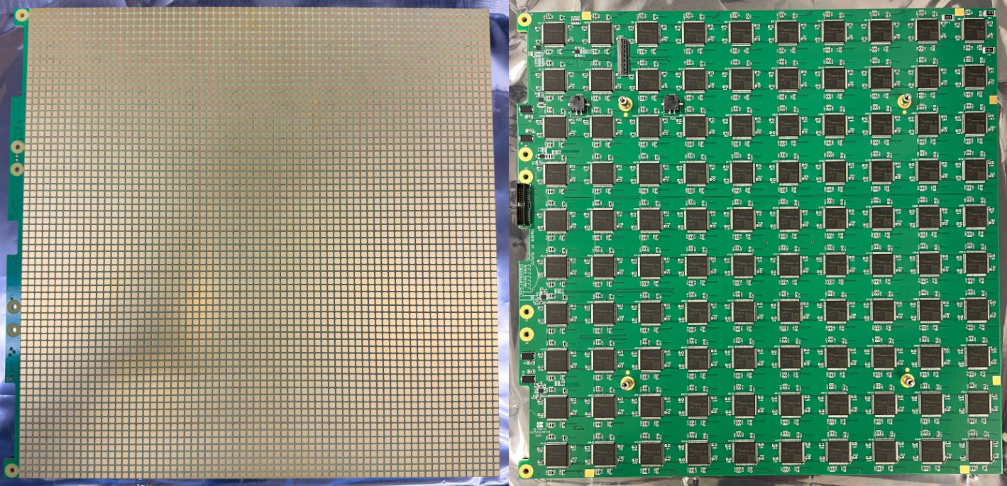 Front and back views of LArPix circuit tile
