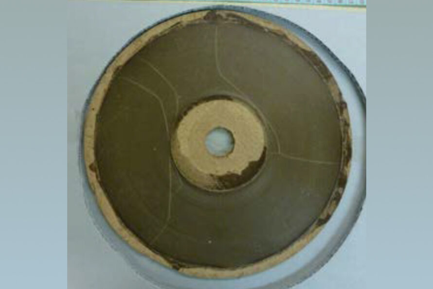 View of 19th-century wax recording disc from above