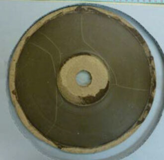 View of  19th-century wax recording disc from above