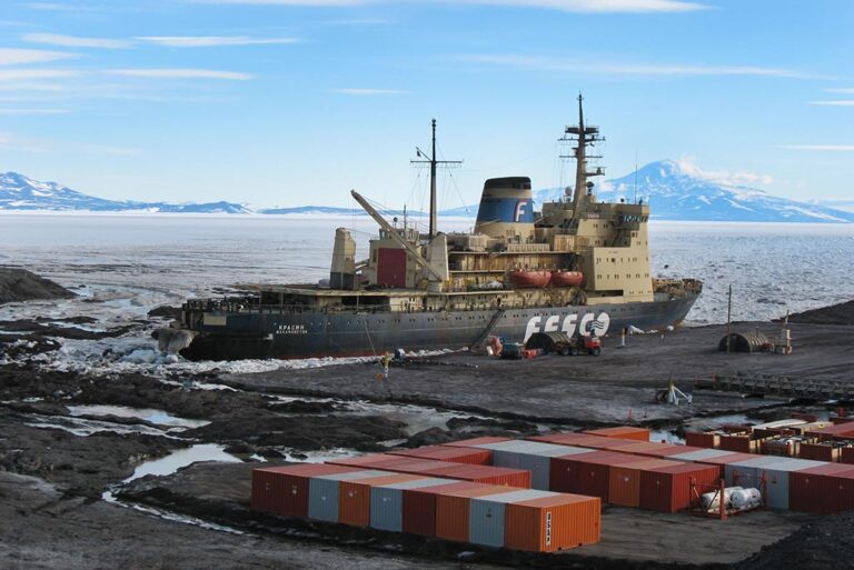 An icebreaker at McMurdo Station, Antarctica