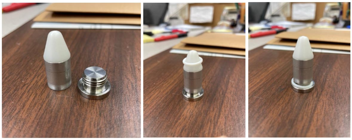 A special tool EsPS developed to help slide O-rings over the threads of the cap.