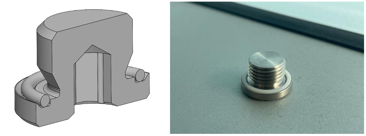 Wenner’s redesigned caps. Each cap is an individual seal for a well in the small-batch reactor.