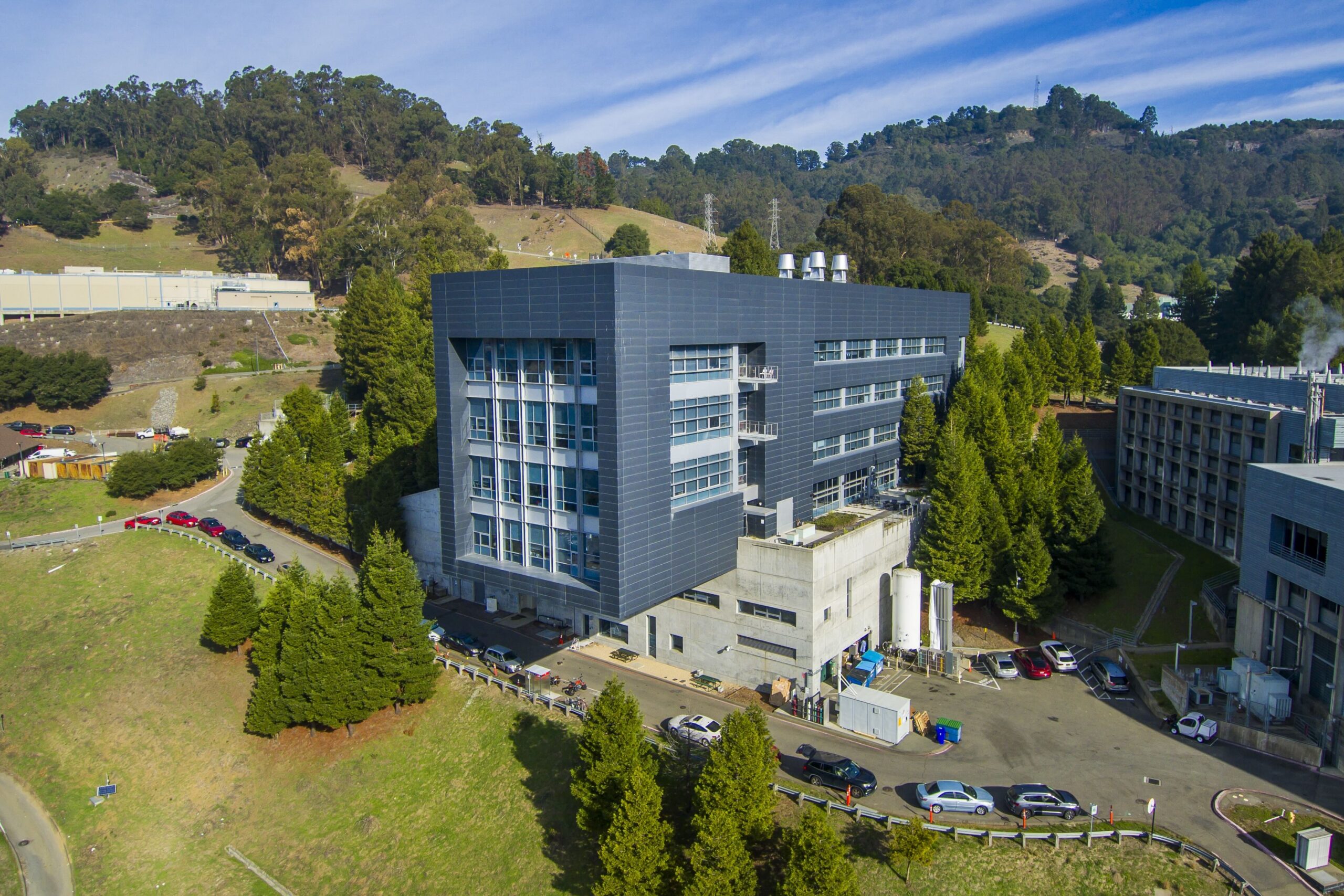 An aerial view of the Molecular Foundry building taken in 2025.