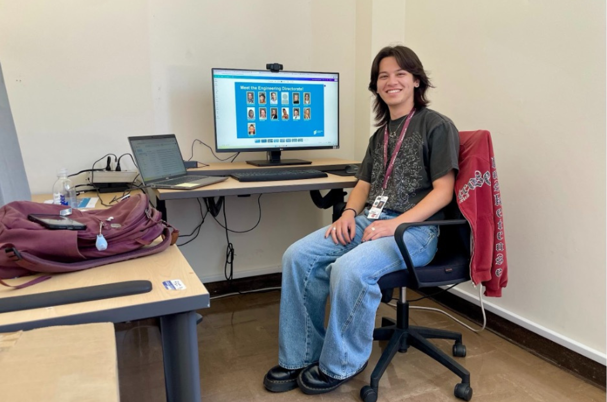 Kevin Wolf at their desk on the Berkeley Lab Campus.