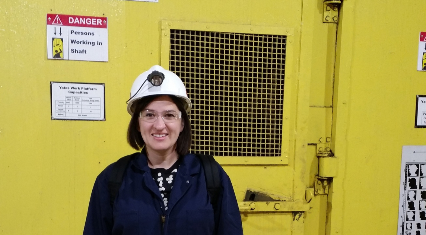 The Engineering Division’s Kelly Hanzel on site with LZ at the Sanford Underground Research Facility in South Dakota.