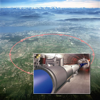 The Large Hadron Collider is placed in a tunnel 27 kilometers beneath France and Switzerland, between the Jura Mountains and the Alps. CERN's headquarters are near Geneva. (Images copyright CERN)